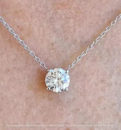 Round Cut Diamond 2Ct Lab Created Women's Beauty Pendant 14K White Gold Plated ABC Jewelery